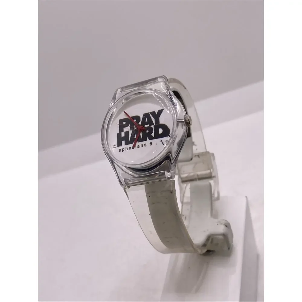 Vintage Pray Hard Watch Clear Watch New Battery